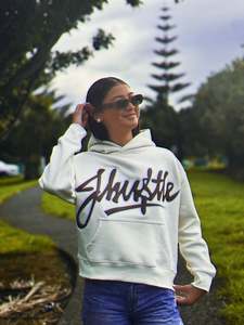 Chocolatée Appliqué Graffiti Stitch Hoody – Cream (AS Colour Relax Fit)