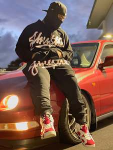 2025 Hoods: J-Hu$tle Graffiti Red & White Tracksuit