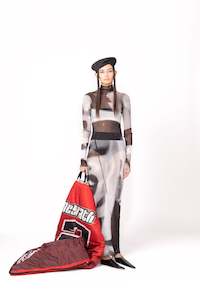 030a Ego Trip: No Offence Mesh Dress - Halftone Jimmy Print