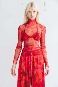 031a Mudd Club Chapters 1 2: 1999 Silk Mesh Top - Mudd Club Floral