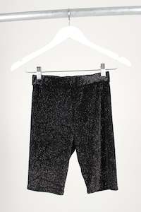 Ss20 One Night In Heaven: DRAMA QUEEN BIKE PANT, BLACK/SILVER SPARKLE - SIZE XS