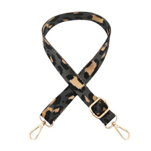 Woven Bag Straps: Mini Leopard Dark Grey