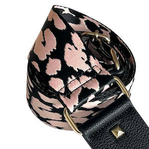 Woven Bag Straps: Cheetah - Pink | Black