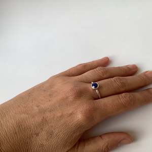 Faceted Sequin Ring in Lapis Lazuli and Silver