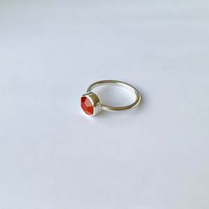 Ribbon Collection: Faceted Sequin Ring in Carnelian and Silver