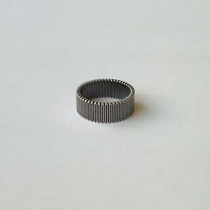 Ribbon Collection: Wide Grosgrain Ring - Oxidised Silver