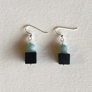 Onyx Jewellery Collection: Onyx Cube Earrings - Matt Amazonite