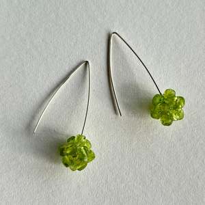 Silver Peridot Cluster Earrings
