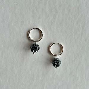 Charm Hoop Earrings with Hematite Cluster