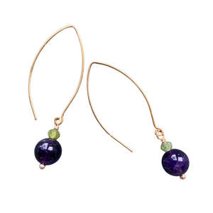 January Birthstone: Amethyst and Green Garnet Earrings