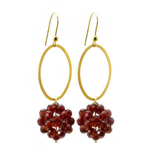 January Birthstone: Hula Hoop Earrings - Gold and Garnet