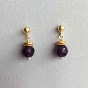 Gold Wave Amethyst Earrings