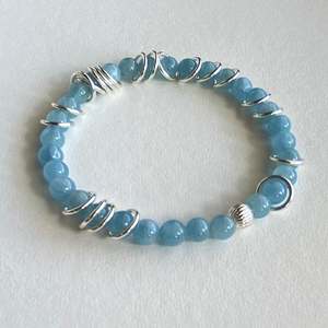 March Birthstone Aquamarine: Aquamarine - Floating Silver Ring Bracelet