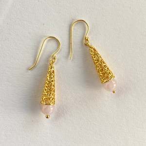 April Birthstone Quartz: Rose Quartz Klimt Earrings