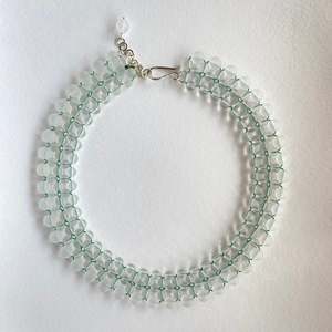 April Birthstone Quartz: Frosted Quartz Green Lace Choker
