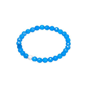 May Birthstone Agate: Gemstone Bracelet - Blue Agate
