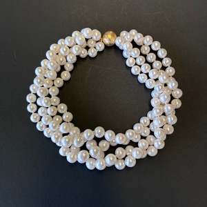 Aurora 4-Strand Baroque Pearl Choker with Brushed Gold Magnetic Clasp