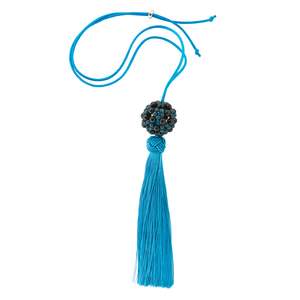 Tiger S Eye: FLOWER BALL TASSEL - APATITE AND BLUE TIGERS EYE