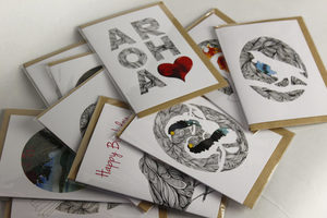 Products: Pile of ten greeting cards