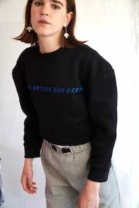 Sweatshirts: Still Waters Print Sculpted Sweatshirt | Black