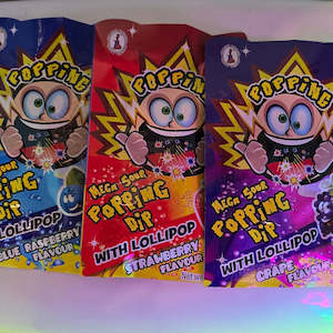 Products: Mega Sour Popping Dip with Lollipop