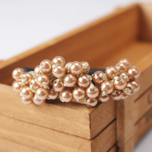 Jojostyle Funky Elastic Pearl Beads Hair Bands – Brown – HT009