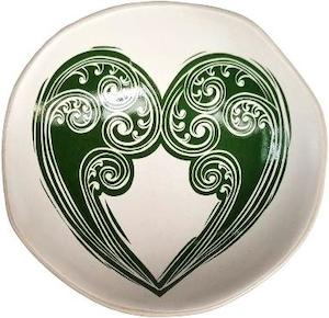 small decorative bowls: aroha fern green & white