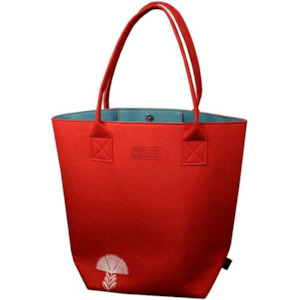 Felt Shoulder Totes: pohutukawa red & teal
