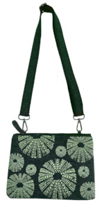 Ecofelt Collection: green kina on grey ecofelt crossbody bag