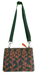 Ecofelt Collection: orange harakeke on grey ecofelt crossbody bag