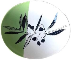 10cm Bowls: olive dipped green on white