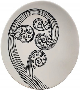 10cm Bowls: black ponga detail on white