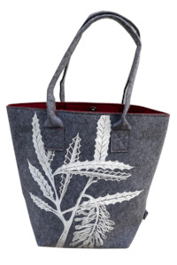 Felt Shoulder Totes: rewarewa on grey / burgandy
