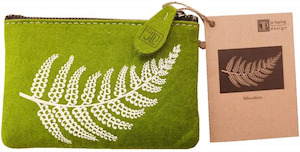 Ecofelt Collection: silver fern white on green