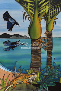 Products: Art Print Nikau & Tuatara 2396