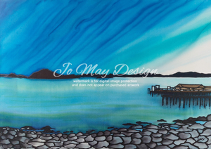 Products: Original Silk Painting ” Paihia Wharf”