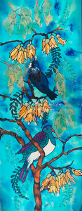 Original Silk Painting ” Tui & Kereru”