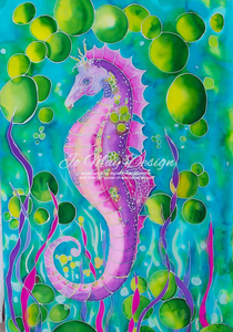 Products: Original Silk Painting “Seahorse”