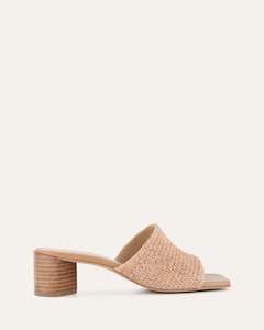 HERBIE MID HEEL SANDALS TAN RAFFIA