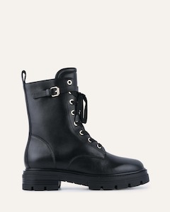 Ankle Boots: BARNETT FLAT ANKLE BOOTS BLACK LEATHER