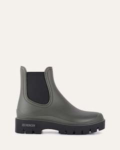 Ankle Boots: MAEVA FLAT ANKLE BOOTS KHAKI RUBBER