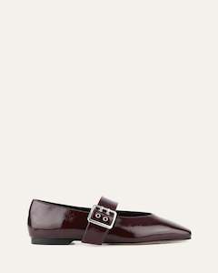 Casual: SARAH CASUAL FLATS MERLOT CRINKLE PATENT