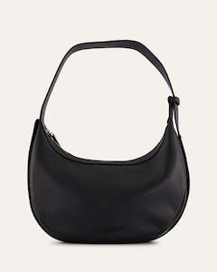 Shoulder Bag: TAYA SHOULDER BAG BLACK LEATHER