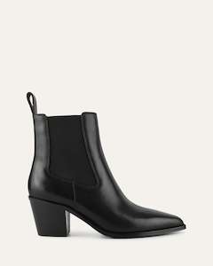 Boots: ZELLA MID ANKLE BOOTS BLACK LEATHER