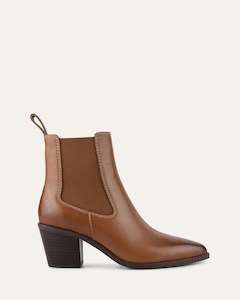 ZELLA MID ANKLE BOOTS DARK TAN LEATHER