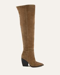Boots: UMA OVER THE KNEE BOOTS BARK SUEDE