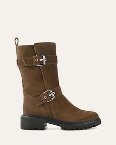 Boots: ELLIOT FLAT ANKLE BOOTS BARK SUEDE