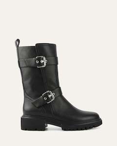 Boots: ELLIOT FLAT ANKLE BOOTS BLACK LEATHER