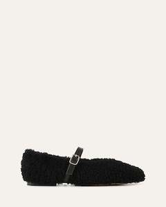 APRIL CASUAL FLATS BLACK SHEARLING