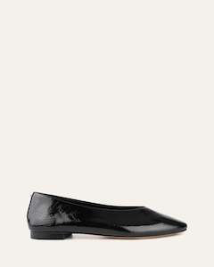 POSIE CASUAL FLATS BLACK CRINKLE PATENT